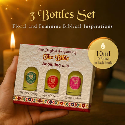 Set of 3 Authentic Holy Land Anointing Oils - 10ml/0.34oz Each Bottle